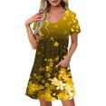 thumbnail image 2 of GaThRRgYP Women's Casual Dresses,Women's Fashion Summer Print Short-sleeved V-neck Casual Dress Gold XXL, 2 of 8