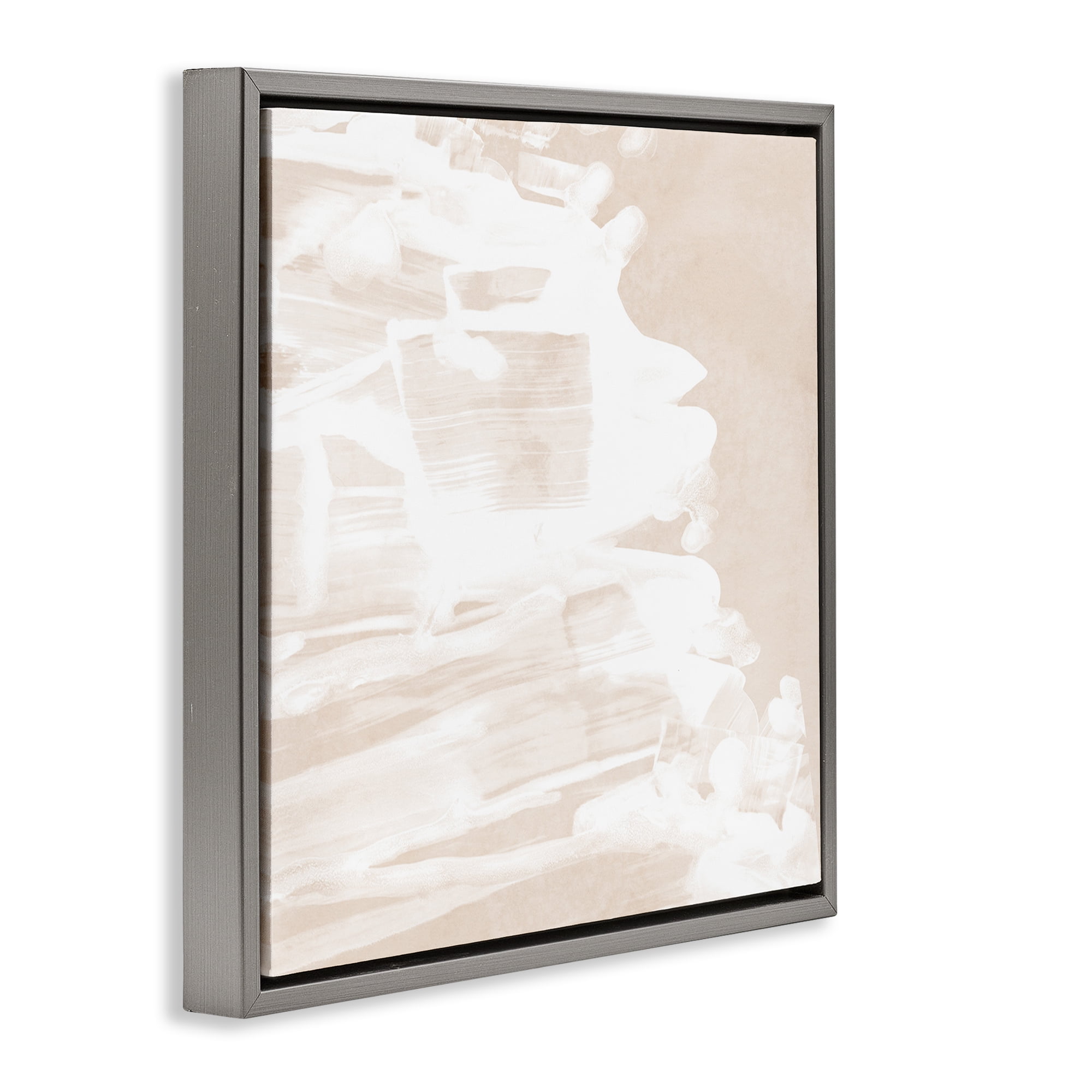 Stupell Industries Abstract Tide Movement Abstract Painting Gray Floater Framed Canvas Art Print Wall Art, 18 x 18