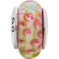 thumbnail image 3 of Simstars Reflections Pink Green Hand Blown Glass Bead, 3 of 4