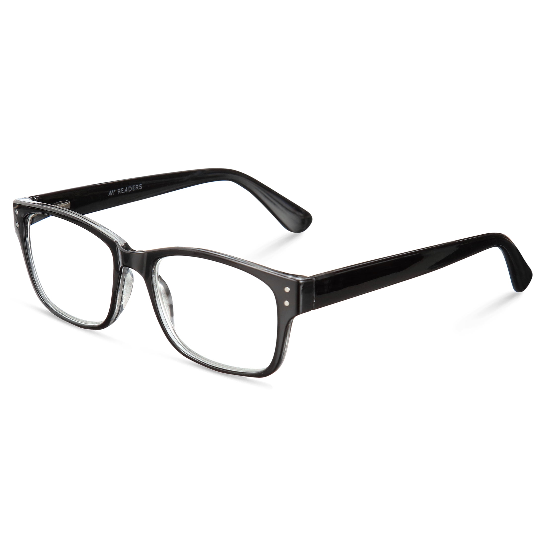 M+ Men's Scratch Resistant Oliver +1.50 Square Reading Glasses with Case, Black