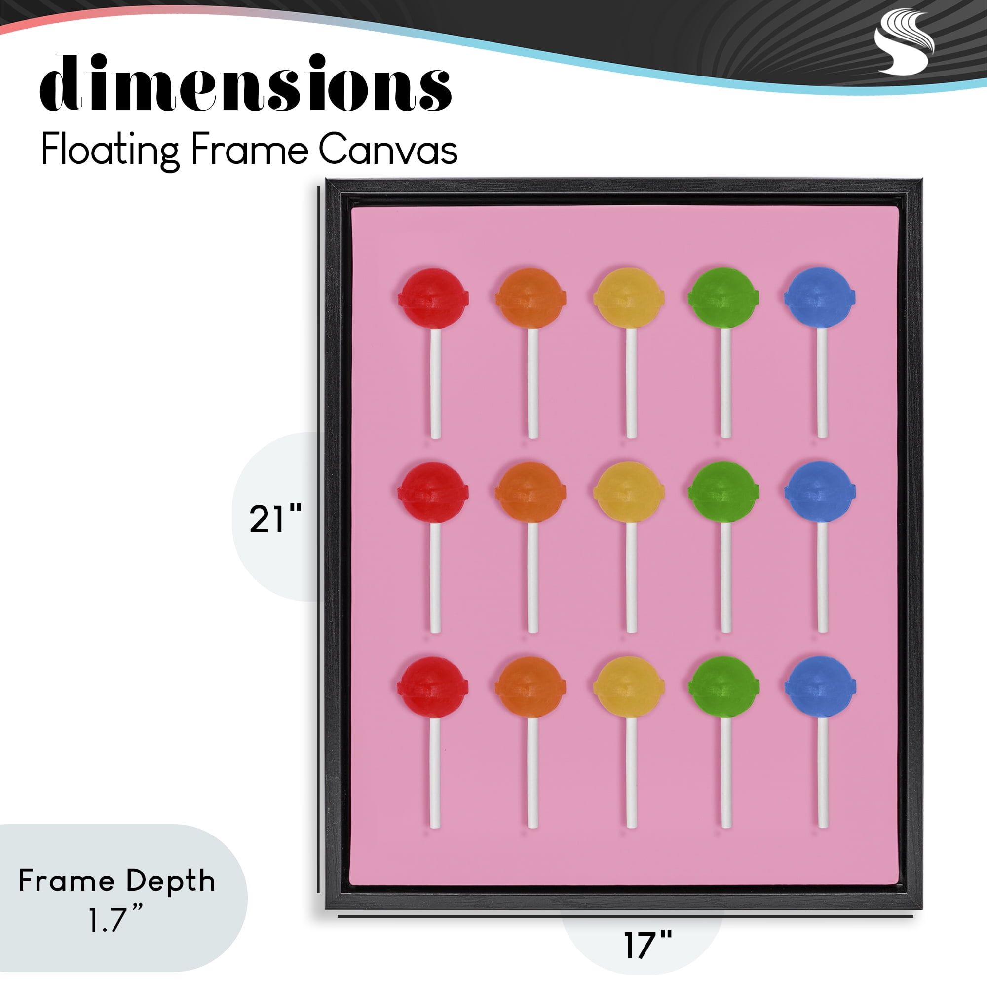 Stupell Industries Colorful Lollipop Grid Black Framed Floater Canvas Wall Art, design by LISH Creative