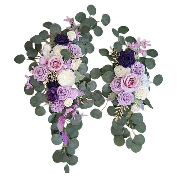 Guirnalda de flores artificiales de rosas falsas de estilo rústico para centro de mesa 80cmX50cm