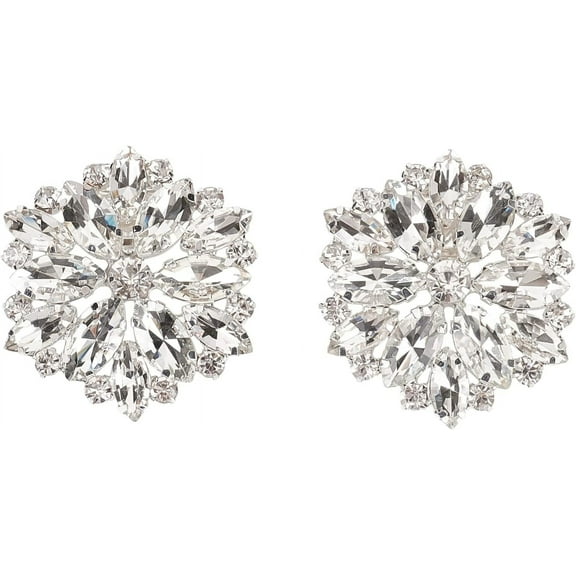 2PCS Crystal Shoe Clips Rhinestone Crystal Shoe Clips Charms Wedding Bridal Shoe Buckles Elegant Rhinestones Flower Clips for Jewelry Shoes Clothing Bags Hats Decor