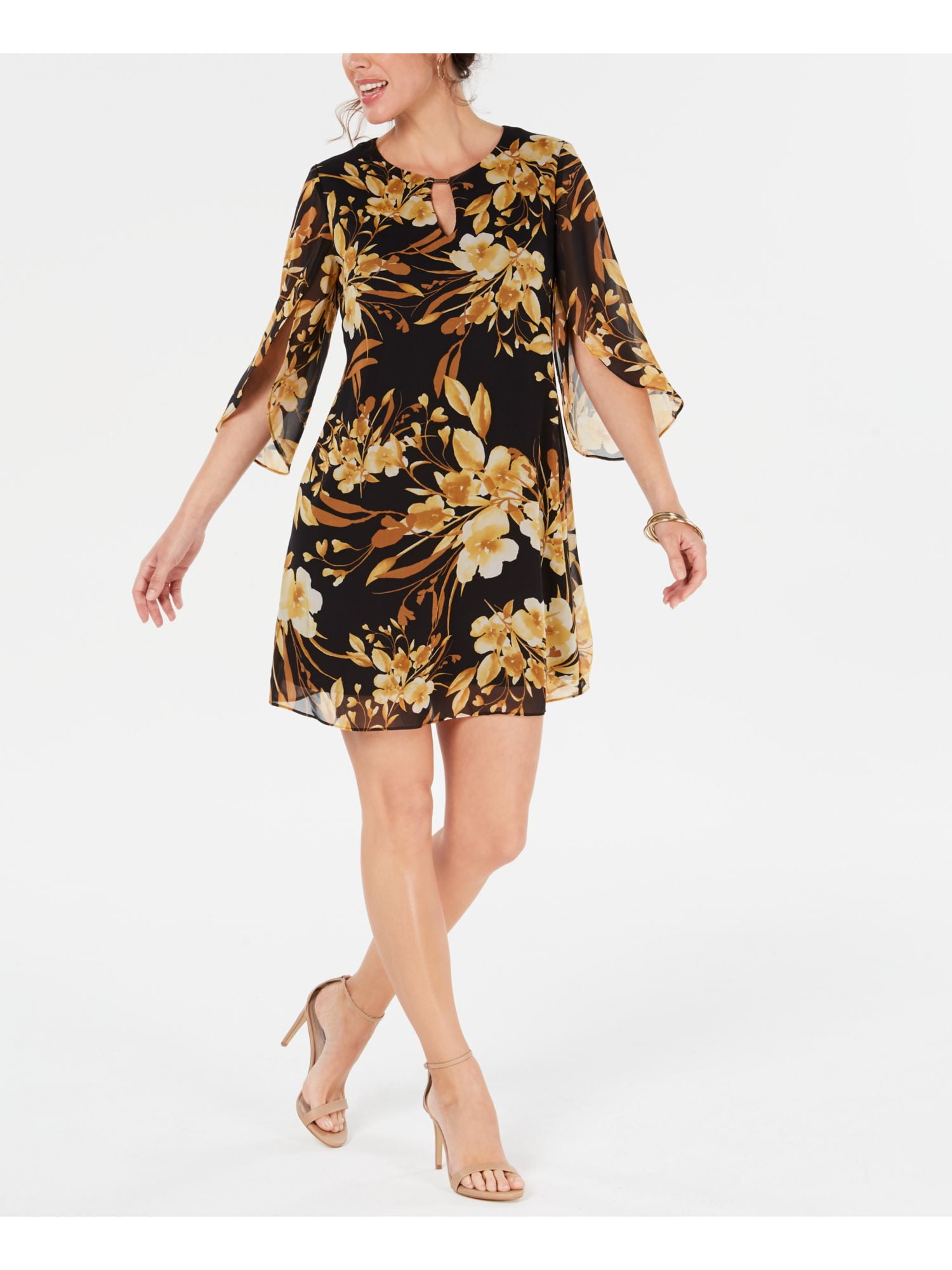 CONNECTED APPAREL Womens Black Floral 