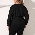 thumbnail image 5 of asdoklhq Plus Size Long Blouses,Women's Casual Irregular Waist Pleated Sweatshirt Solid Color Plus Size Top, 5 of 6