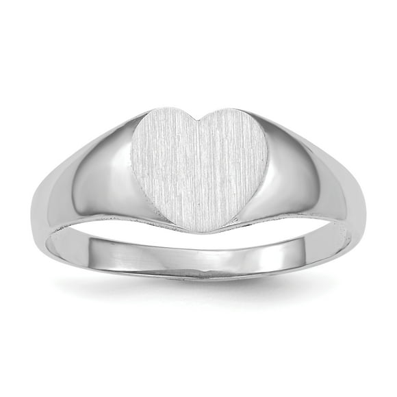 14k White Gold 7.0x9.5mm Heart Signet Ring