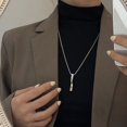 thumbnail image 2 of Collar largo en espiral de acero de titanio, colgante distintivo de estilo hip hop moderno, accesorios de calle, cadena de lana para hombres y mujeres, 2 of 4