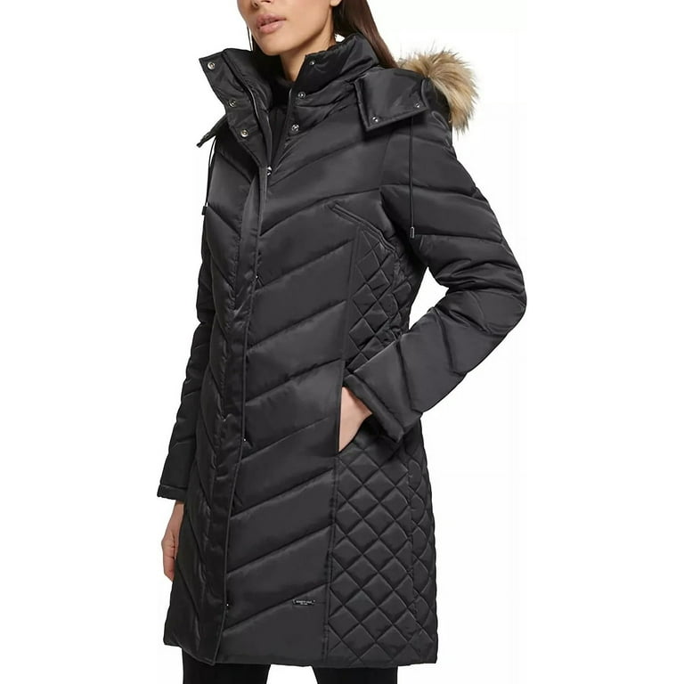 Kenneth Cole New York Womens Quilted Midi Puffer Jacket Walmart