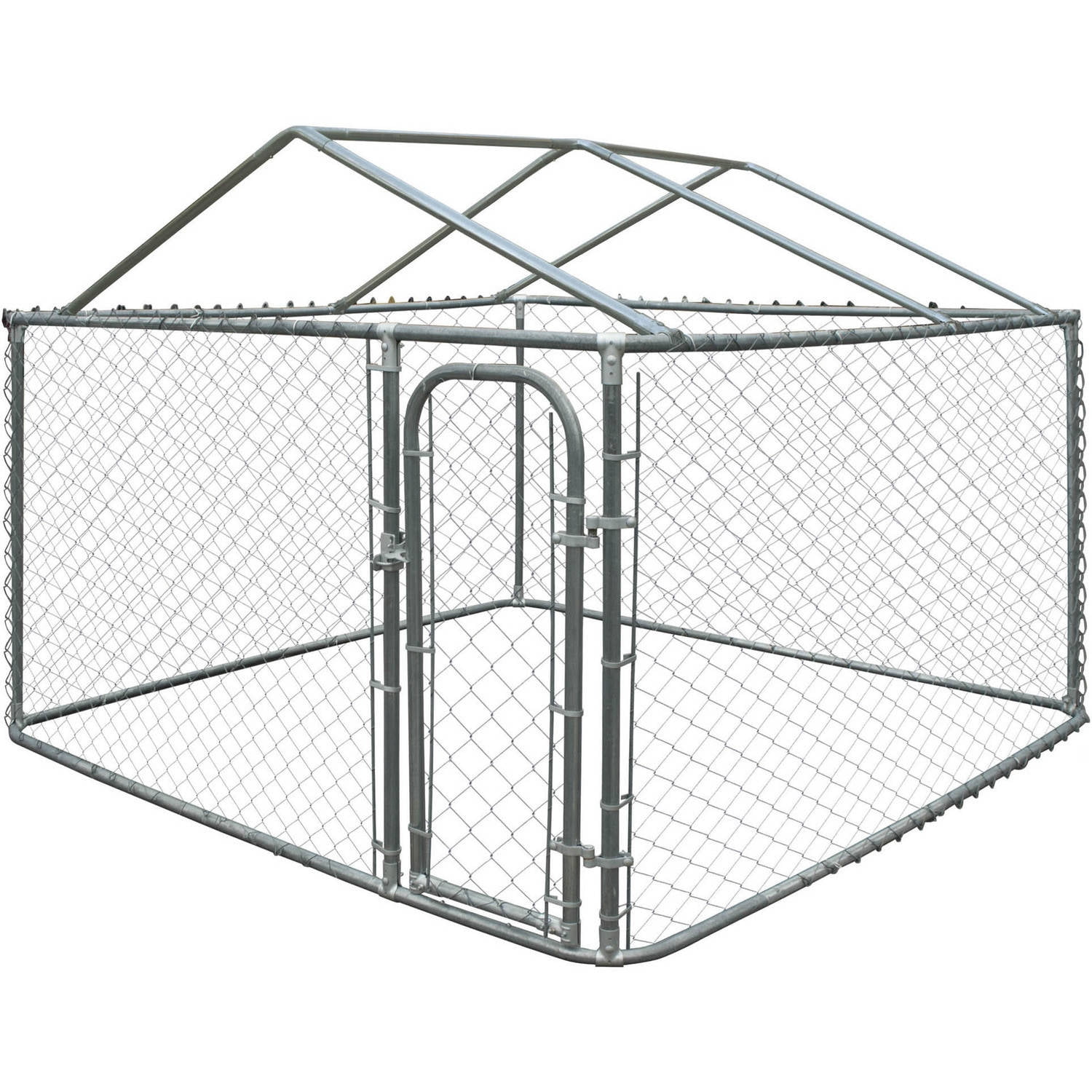 ALEKO Dog Kennel DIY Chain Link Box Kennel With Roof Frame