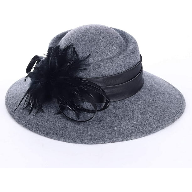 KSCD Women Wool Felt Dress Party Hats for Fall Winter Church Hats