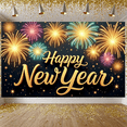 thumbnail image 5 of Fireworks Design Happy New Year Banner Golden Lettering New Year Display Colorful Sparkling Festive Backdrop for New Year Party Holiday Celebration Indoor Decoration, 5 of 9
