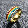 thumbnail image 4 of JQUEEN 8mm Golden Rainbow Tungsten Ring Size 7-12, 4 of 5