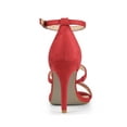 thumbnail image 3 of BLISSFUL STEP Women's Shoes Faux Suede Stiletto High Heel Open Toe Adjustable Ankle Strap Sandals  Red 10, 3 of 8