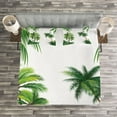 thumbnail image 3 of Ambesonne Tropic Quilted Bedspread Set 3 Pcs, Coconut Palm Tree Plants, Queen Size, Hunter Green, 3 of 3