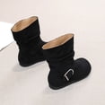 thumbnail image 6 of WAVSUF Girls Fleece Wide Width Boots Round Toe Soft Sole Anti Slip Fall Daily Mid Calf Boots Black Size 2T, 6 of 9