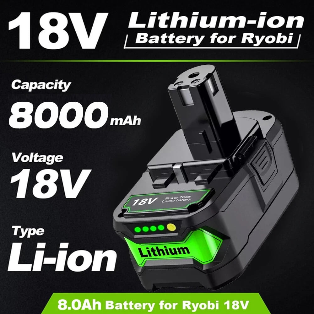 PDstation 2Packs 8.0Ah P108 Battery + 2Port P117 Charger Dual Channel Fast Charger Replace for Ryobi Battery P100 P102 P103 P105 P107 P108 P118 Ryobi 18v Battery and Charger Combo