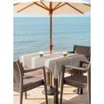 thumbnail image 3 of Outdoor Tablecloth with Umbrella Hole for Patio/Picnic/Party/Camping, Brown Stripe Waterproof Table Cloth Square Cover Washable, Modern Minimalist Geomertic Striped Beige (54"x 54"), 3 of 9