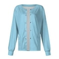 thumbnail image 3 of UoCefik Scrub Jackets For Woman Solid Color Long Sleeve Front Warm Up Nurse Working Uniform Stretchy Coat Light Blue 3XL, 3 of 4