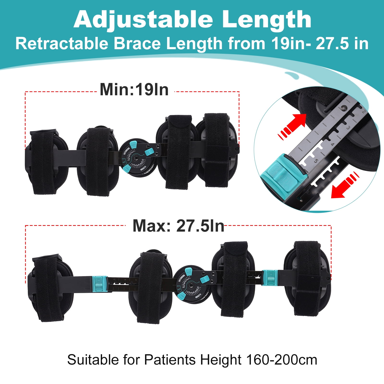 Hinged ROM Knee Brace with Shoulder Strap Post Op Knee Immobilizer Adjustable Knee Support with Side Stabilizers Medical Knee Orthopedic Support for Men and Women, Left or Right Leg