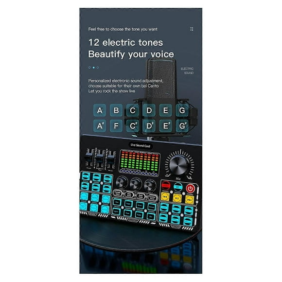 Q6S Live Sound Card Audio Interface with DJ Mixer Effects and Voice Changer Audio Mixing Console for Streaming