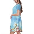 thumbnail image 2 of Lsque Sea and Fish Print Women's Casual Dress T-Shirt Summer Short Sleeve Scoop Neck Swing Dresses, 2 of 6
