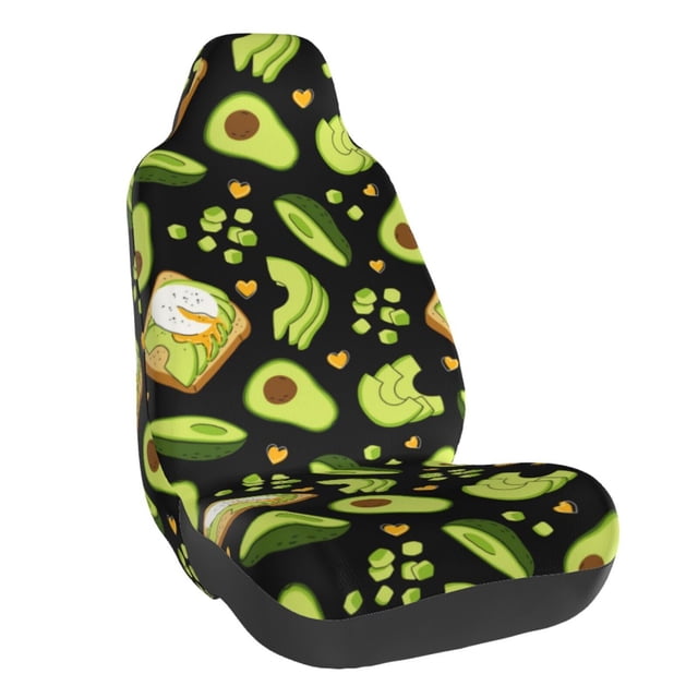 Wukai Avocado Toast Full Set Car Seat Covers with Soft Padding Universal Auto Front Seats Protector and Cushion Mat