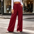 thumbnail image 5 of Byworldtasic Women's Flowy Pleated Trousers Elastic Waist Loose Fit Palazzo Business Casual Lounge Pants with Pockets, 5 of 7