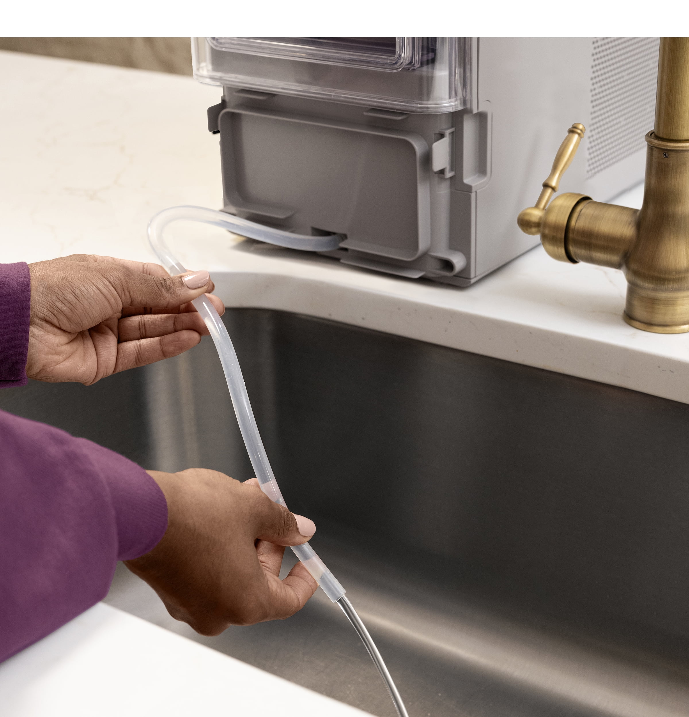 GE Profile Opal Mini Countertop Nugget Ice Maker WiFi Connected Auto Clean Stone Grey