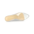 thumbnail image 4 of BLISSFUL STEP Women's Clear Point Toe High Block Heel Mules Slides Sandals Silver 8, 4 of 8
