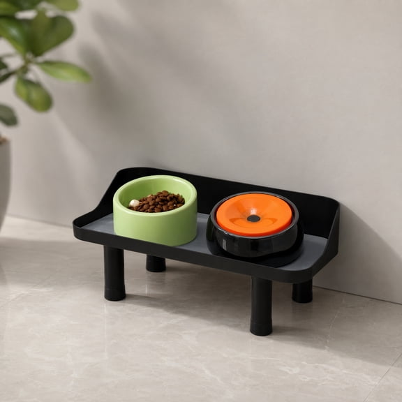 JWGIETK Adjustable Elevated Pet Bowl Stand with Silicone Mat, Anti-Tip Feeding Station for Dogs and Cats, 16.93 inch