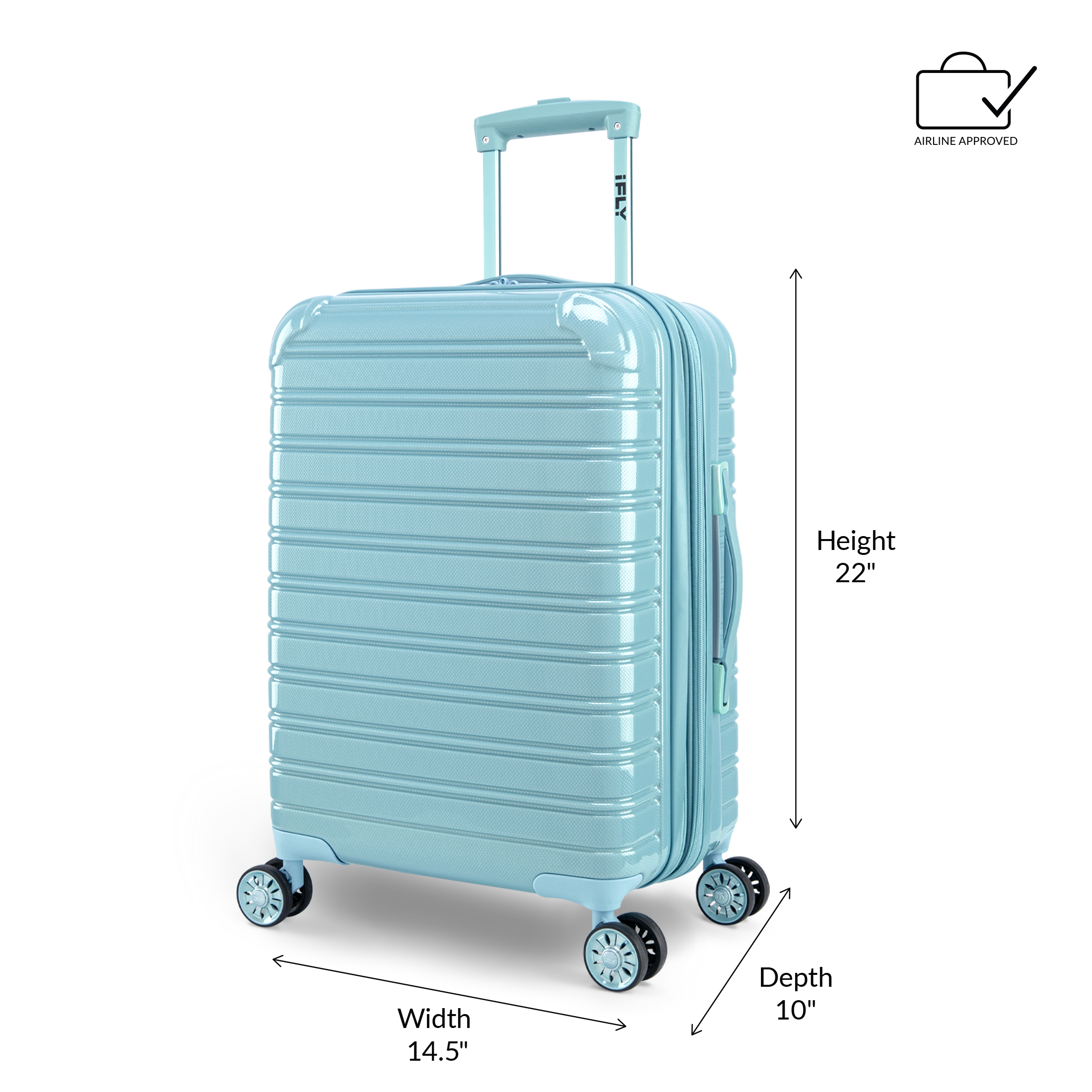 iFLY Hardside Luggage Fibertech 20", Sky - image 7 of 9