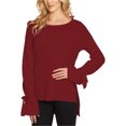 thumbnail image 1 of 1.STATE Womens Tie-cuff Knit Sweater, Red, Large, 1 of 2
