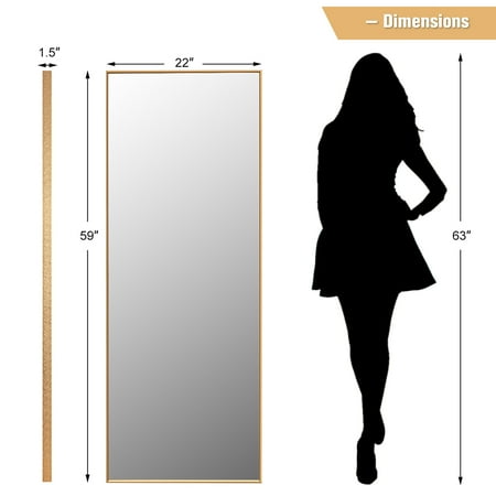 Costway 59 Full Length Mirror Aluminum Frame Leaning Hanging Dressing Gold Canada Costway 59 Full Length Mirror, Full Height Mirror Dimensions