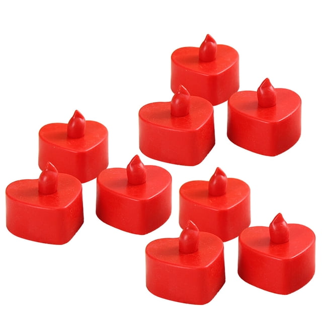 GOOHOCHY 10 piezas LED electrónico sin llama luz de vela lámpara de vela intermitente decoración de fiesta de boda (concha roja, luz roja)