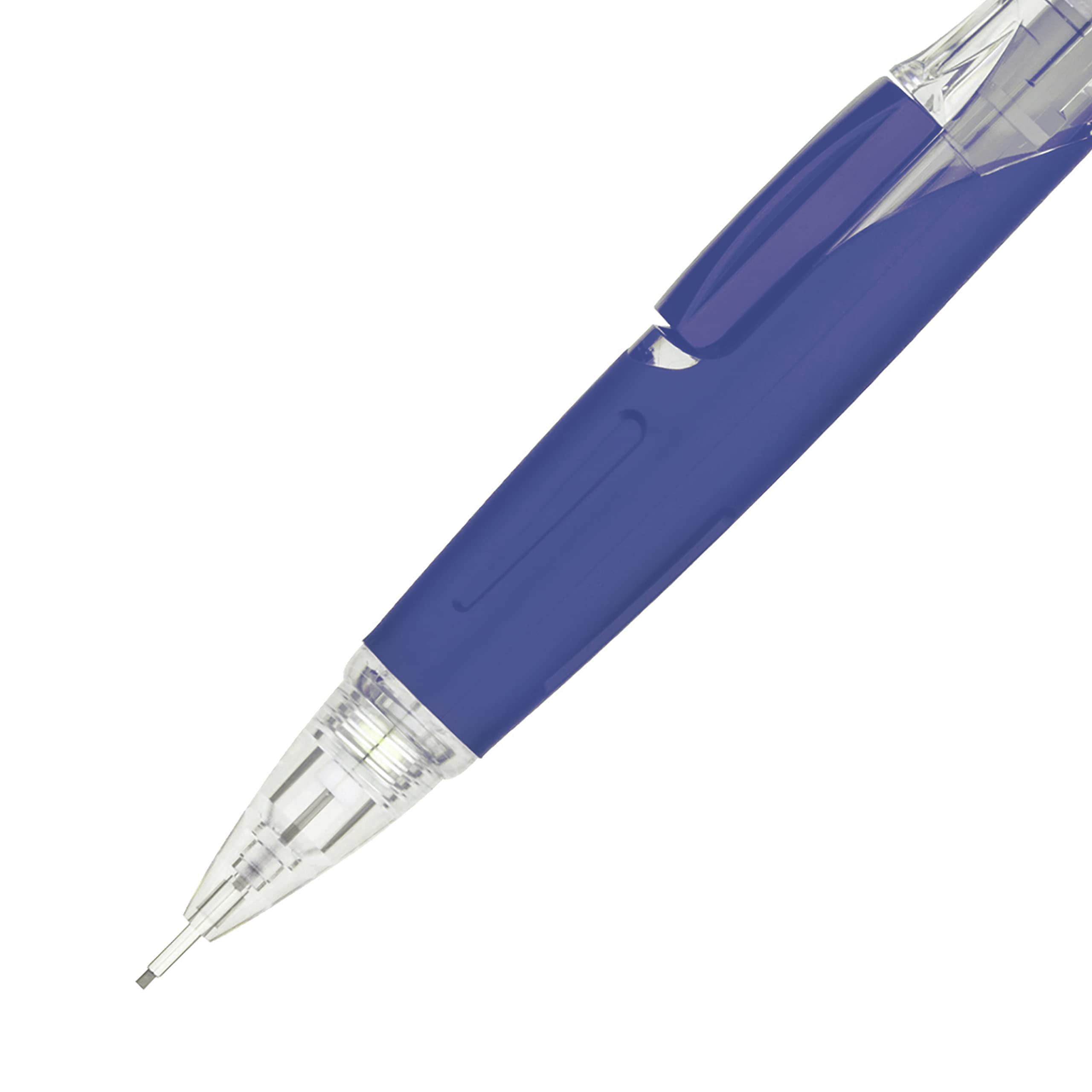 Twist-Erase CLICK Mechanical Pencil (0.7mm) CLEAR Barrel, Blue Grip, 12 Count