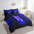 thumbnail image 3 of Feelyou Glitter Blue Lines Twin Bedding Sets 7-Piece for Kids, Neon Gradient Lightning Bedding Comforter Set, Modern Fashion Abstract Reversible Sheet Sets, Microfiber Bedroom Decor, 3 of 8
