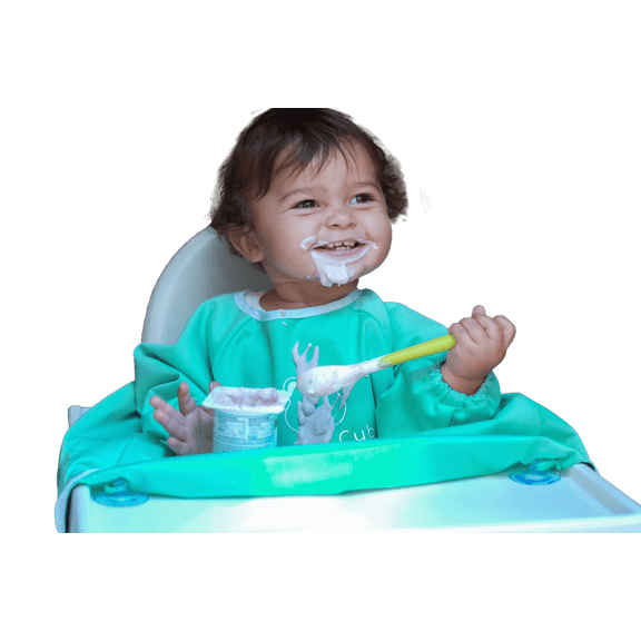 Clean Cub 12 Months  Baby Led Weaning BLW Long Sleeve Apron Bib with Suction Cups for Infant and Toddlers – Waterproof & Washable