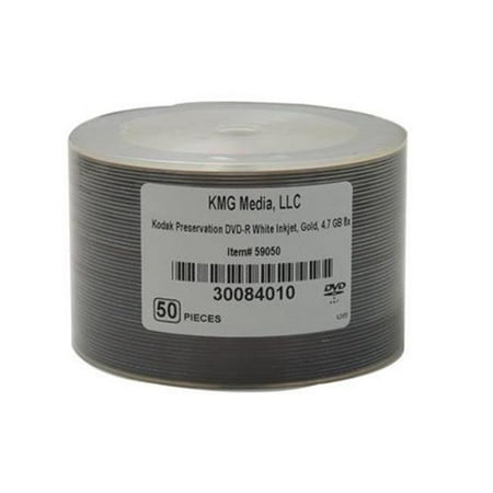 24k Layered - KODAK 59050 Disc, DVD-R, 4.7GB, 24K Gold Layered, Wht IJ Hub Printable, Bulk