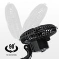 thumbnail image 6 of 6-Inch Clip Fan with 63 inches Cord,Monkey Fan,2-Speeds Control Mini Desk Fan,Manually Adjustable 90° Angles,15W,USB Powered Grow Tent Fan,Black, 6 of 8