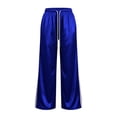thumbnail image 5 of Kojanyu Women's Satin Wide Leg Drawstring Sweatpants Elastic High Waist Loose Pants Casual Lounge Trousers with Side Pockets, 5 of 8