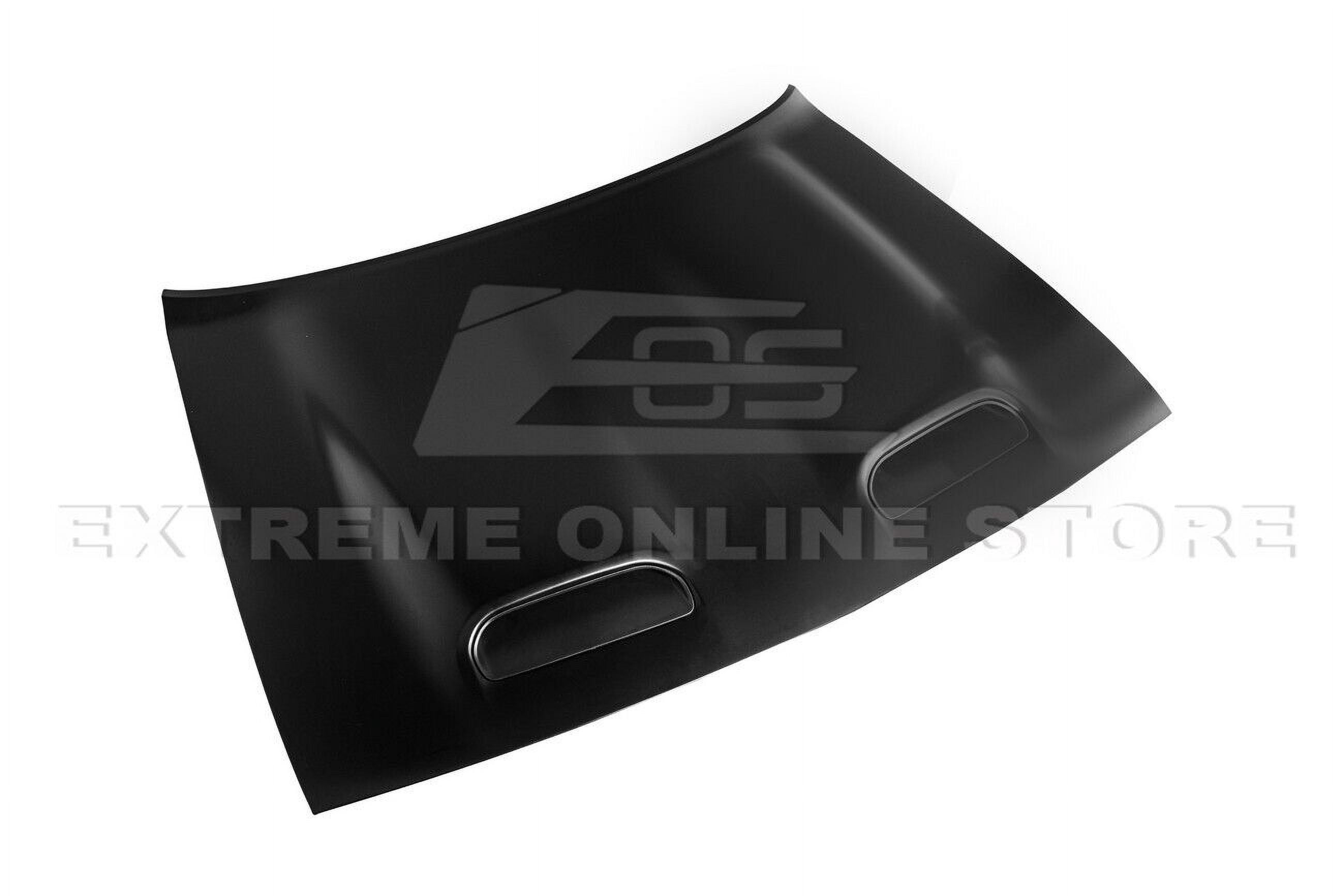 Replacement For 2008-Present Dodge Challenger Models | SRT Hellcat Redeye Style Aluminum - Primed Black Replacement Front Air Vented Scoop Hood Cover HOOD-711-ALUMINUM