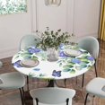 thumbnail image 6 of Watercolor Eucalyptus Leaf Round Fitted Tablecloth with Elastic Edge,Waterproof Table Cloth Fits Tables Up to 55"-60",Washable Table Cover for Indoor Outdoor,Farmhouse Hydrangea Flower Butterfly, 6 of 9