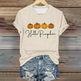 thumbnail image 2 of Womens Tops Autumn Pumpkin Embroidery Print T-Shirt Cute Graphic Short Sleeve Crew Neck Tee Soft Breathable Blend Fabric L Sweaters For Women, 2 of 4
