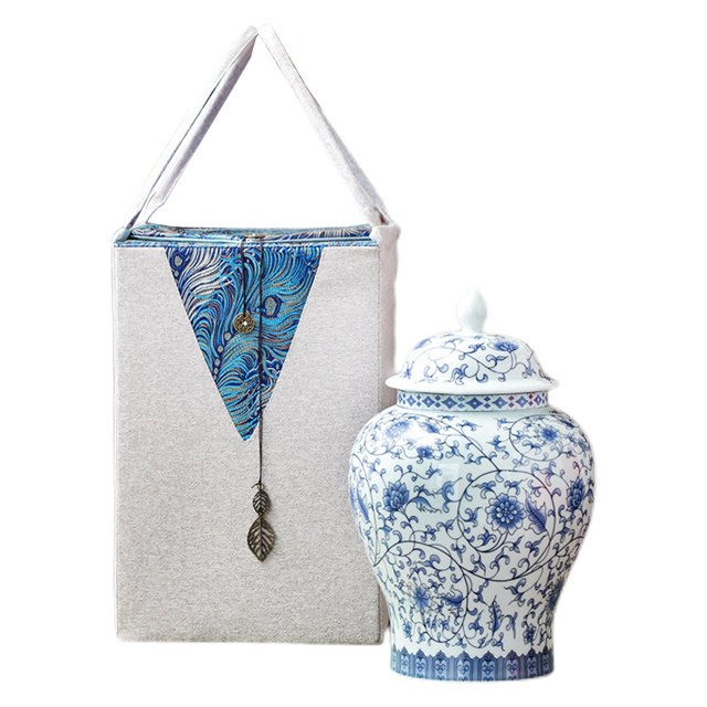 Tarro de jengibre de cerámica mandarina con tapa con bolsa de adornos, jarrón Floral, almacenamiento de té, tarros de para , bodas, Gloria tarro de jengibre