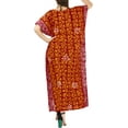 thumbnail image 3 of HAPPY BAY Women's Summer Batik Caftan Maxi Night Loungewear Dashiki House Dress V Neck Kaftan Sleepwear for Women Nightgown Plus Size 3X-4X Orange, Roots, 3 of 3