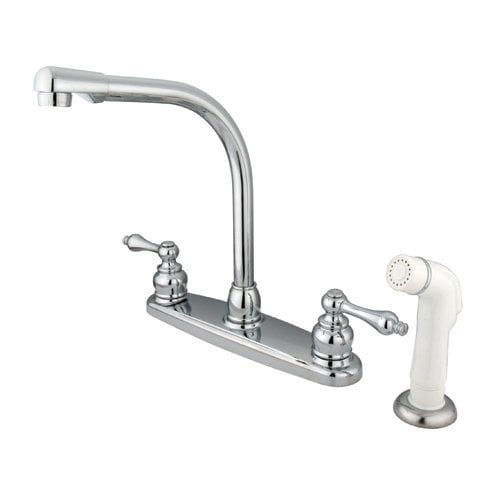 Kingston Brass Victorian High Arch Kitchen Faucet With Non-Metallic Sprayer