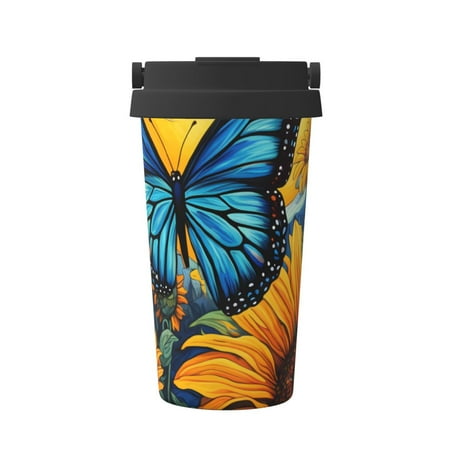 

KLL Colorful Cloud Butterfly Sunflower Pattern Stainless Steel Vacuum Insulated Tumbler - Carry Insulated Coffee Mug - Reusable Insulated Cold Brew Iced Coffee Cup Thermos