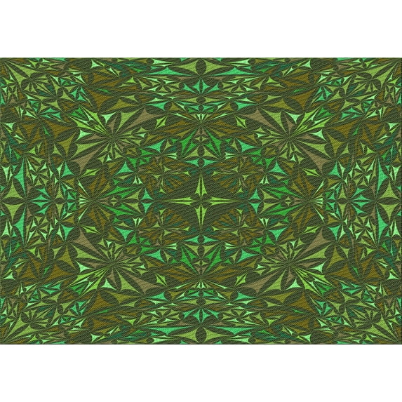 Ahgly Company Machine Washable Indoor Rectangle Transitional Dark Lime Green Area Rugs, 5' x 7'