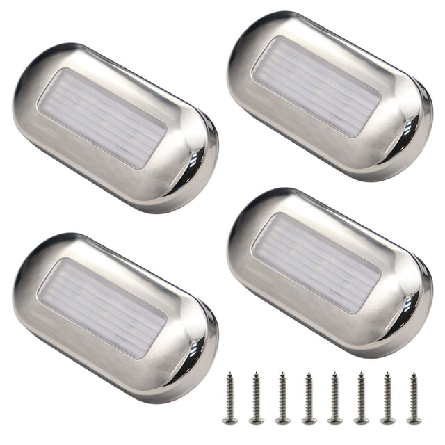 4pcs 3'' LED Stainless Steel Yacht Boat RV Courtesy Lamp, LED Lights for Yacht Boat