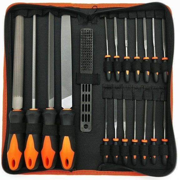 Metal Files, Aertyole 19PCs Metal File Set, Metal Files for Steel, 14 Needle Files with Case, Riffler File, Steel Brush, File Sets for Wood and Metal, for Metalworking & Woodworking